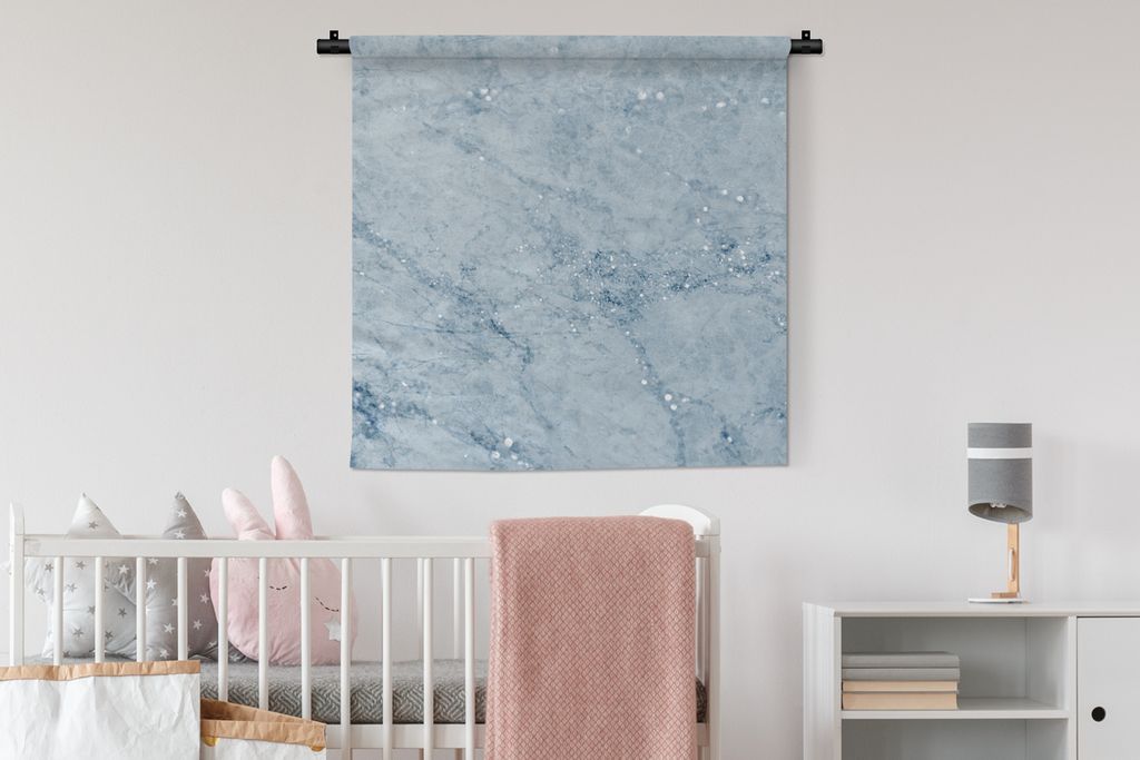 MuchoWow Wandteppich Wandbehang Marmor - Muster - Blau 90x90 cm Tapisserie Dekoration Wandtuch - Wandaufhänger