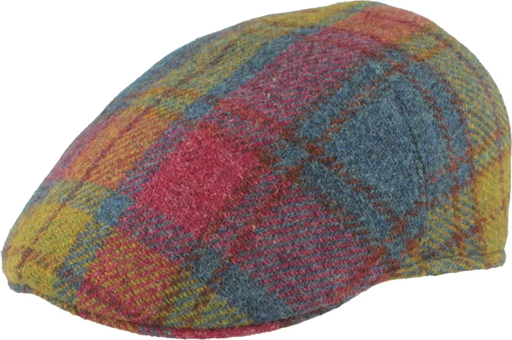 Hut-Breiter Harris Tweed Flat Cap: Berretto con Visiera Schiacciabile