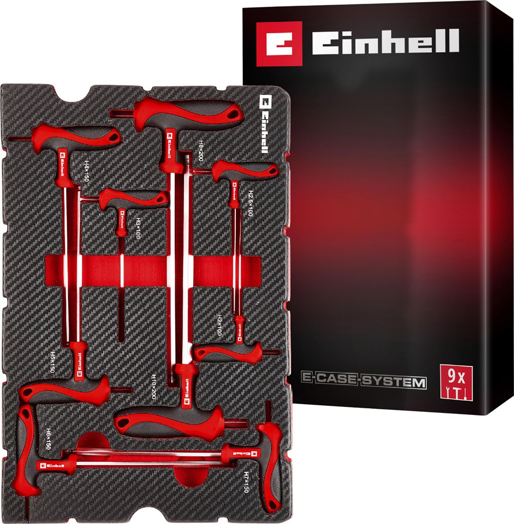 EINHELL E-Case-Einleger T-Griff-Schraubendreher, 370526, 9-teilig