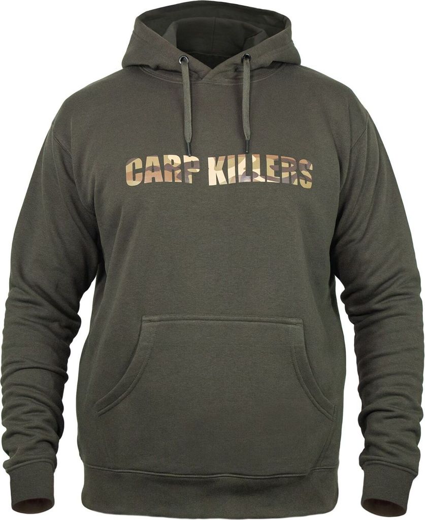Carp Killers Hoodie Oliv - Angelpullover, Größe:L