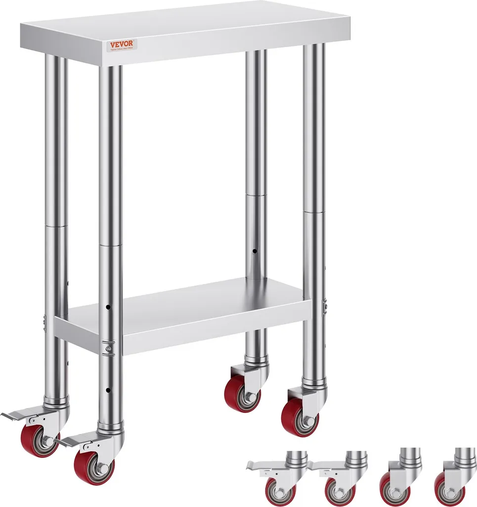 Table inox stable 61x30x85 cm : finis les plans de travail bancals