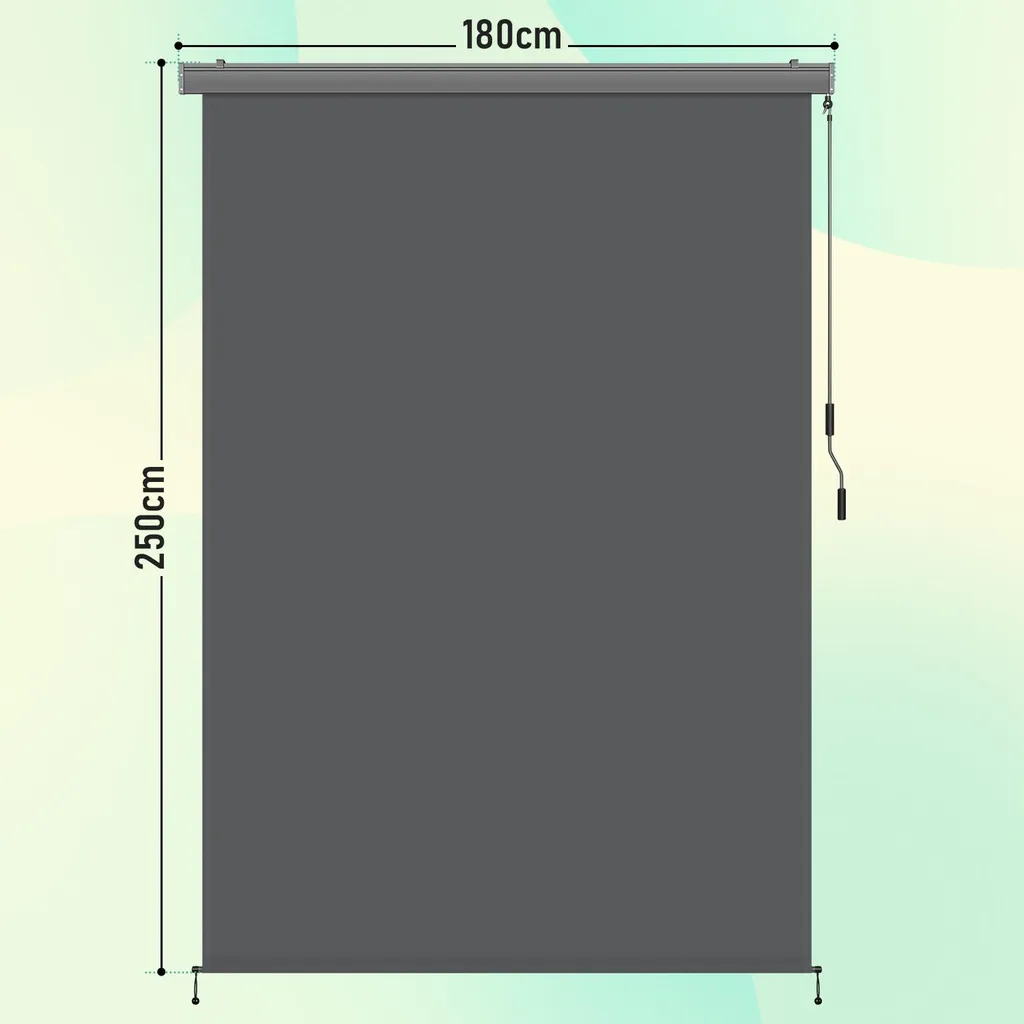 Tenda da sole verticale Izrielar 250x180 cm antracite per esterni e interni Tenda da sole impermeabile con manovella per balconi, terrazze e giardini Tenda da sole per balconi Protezione solare Tenda da sole Protezione dalla vista - 2