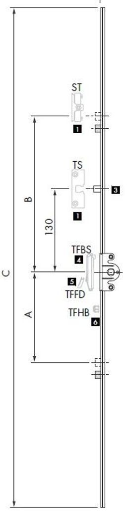 AUBI Getriebe mittig GM311 FFH 600-900 mm AGMK3110-100040 A3001 Rollzapfen