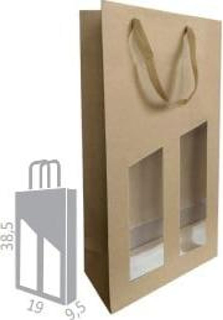 Weintasche für 2 Flaschen 190x95x385 BRAUNES FENSTER