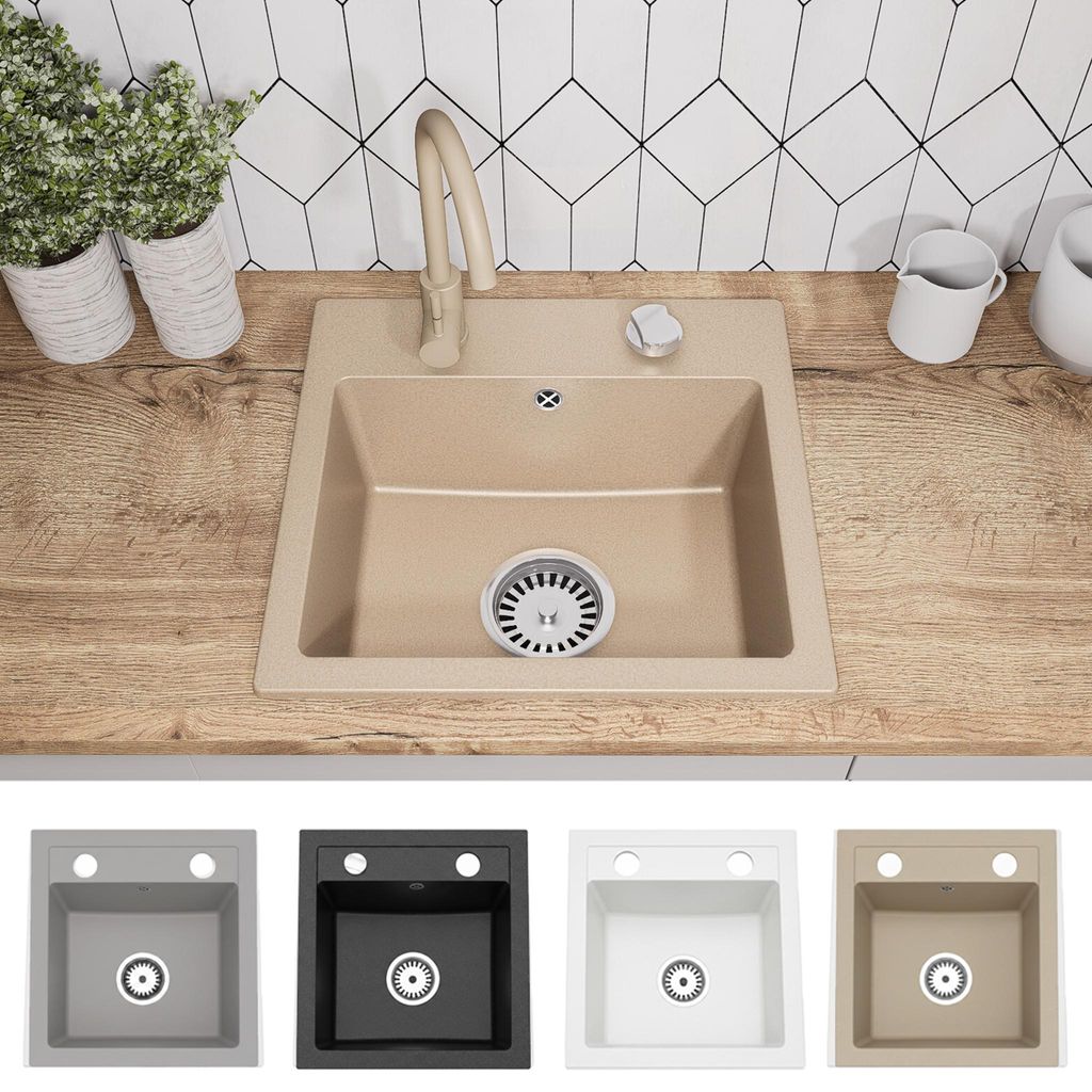 Faizee Home | Compact Granitspüle Beige 41 x 44 cm – Produktbild 