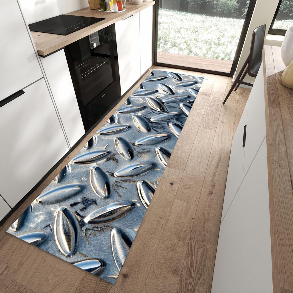Küchenteppich 80x280cm rutschfest & abwischbar PVC Läufer - Riffelblechmuster