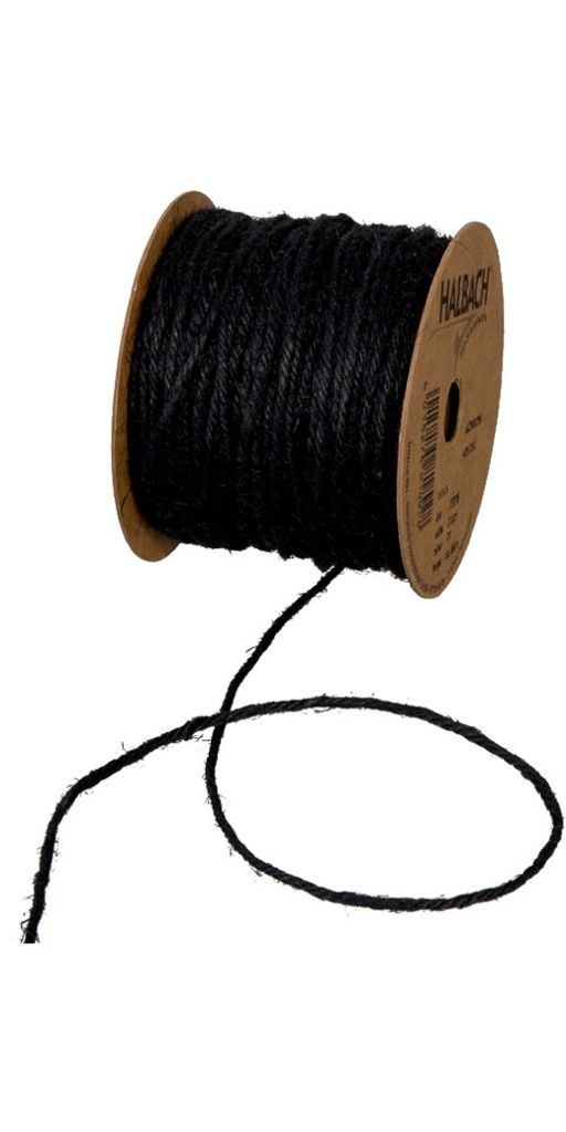 Halbach Jutekordel Dekoband Kordel schwarz zum Basteln 50m Rolle