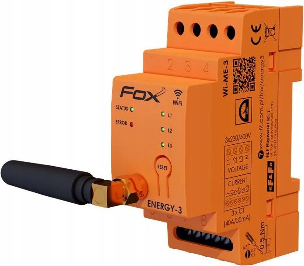 ENERGY 3 FOX F&F 3-Phasen-WLAN-Energieverbrauchsmonitor