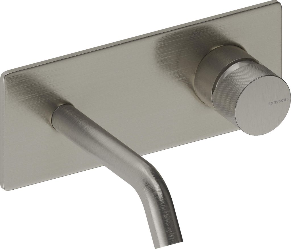 SANYCCES LOOP K ColdOpen Wand-Waschtischarmatur Unterputz mit 14 cm Ausladung, Nickel gebürstet