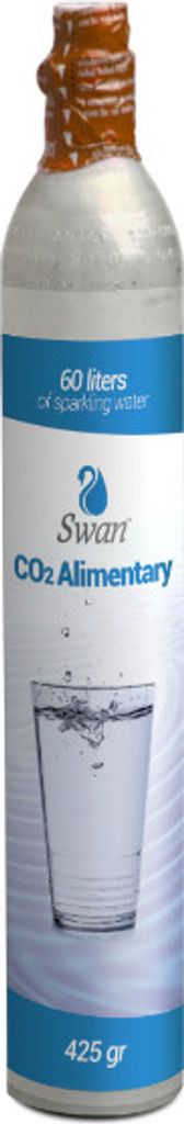 Swan Co2 Zylinder Flasche Sodastream kompatibel 425g E290 Kohlensäure für Wasserspudler wiederaufladbar, bis zu 80 Liter Sprudelwasser neu