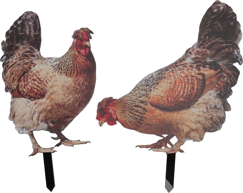 2pcs hen garten stake ornament acryl stereoskopisch simulation farbenfrohen im Freien Hühner gemahlene Stecker für Gärten Hinterhöfe Rasenflächen