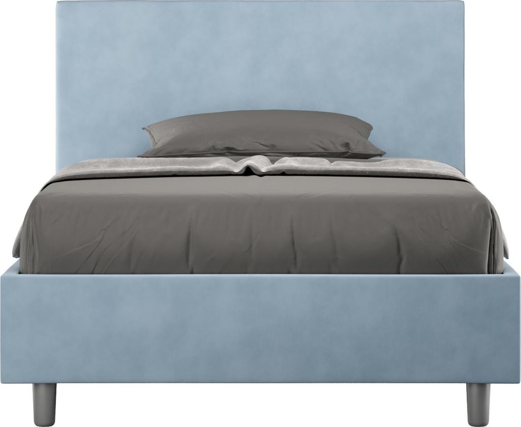 ITYHOME - Gepolstertes Bett mit Lattenrost 120x210 mit Mikrofaserbezug Himmelblau Adele