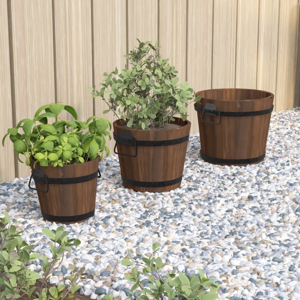Maison Exclusive - Set van 3 plantenbakken, massief Productafbeelding 