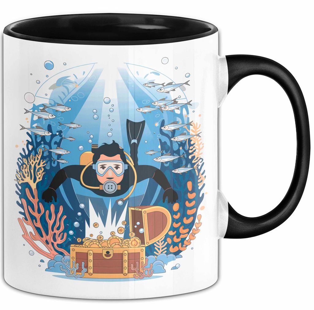 Taucher Tasse Geschenk Lustige Geschenkidee Spruch Für Ozean Abenteurer (Schwarz)