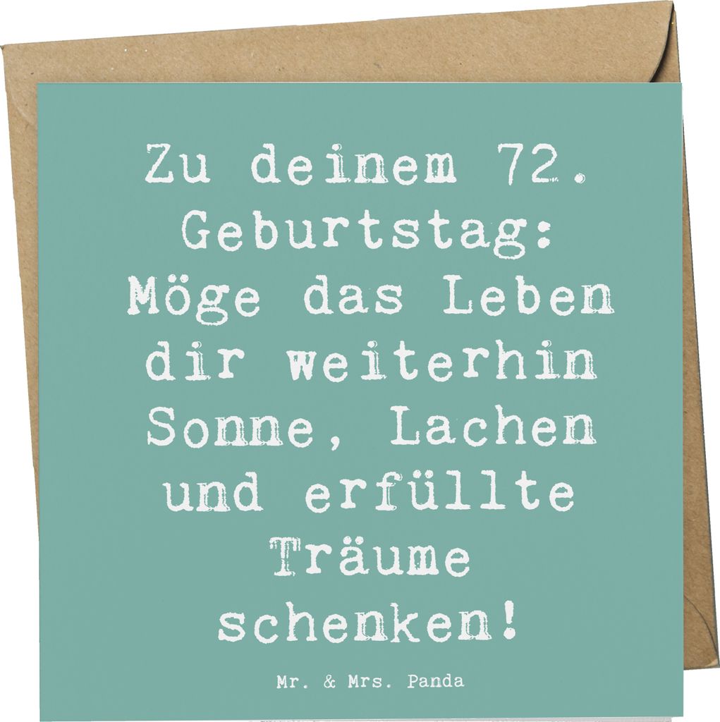 Mr. & Mrs. Panda Grußkarte Spruch 72. Geburtstag - Meeresbrise - Geschenk, doppelkarte, anlasskarte, faltkarte, Jubiläumsfeier, Freude, Glückwun...