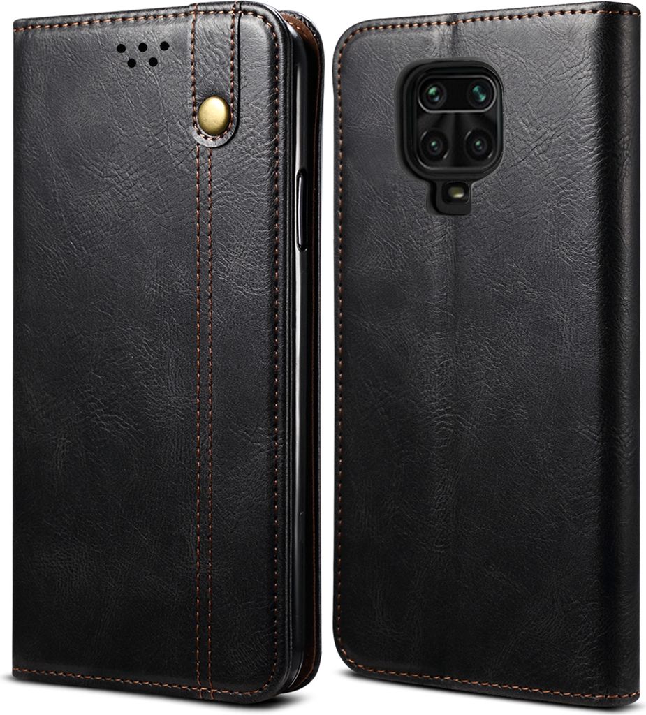 Redmi Note 9 Pro Hülle, LaimTop Leder Flip Brieftasche Schutzhülle für Xiaomi Redmi Note 9S/9 Pro/9 Pro Max Schwarz