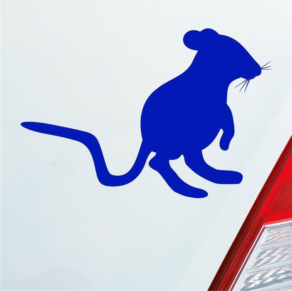 Auto Aufkleber Maus Mäuschen Mouse süß Tier Nager Ratte 14,5x10 cm Dunkelblau Sticker Heckscheibenaufkleber