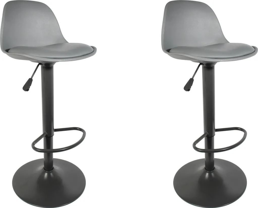 Tabouret de bar Isak gris lot de 2 style scandinave pour îlot de cuisine