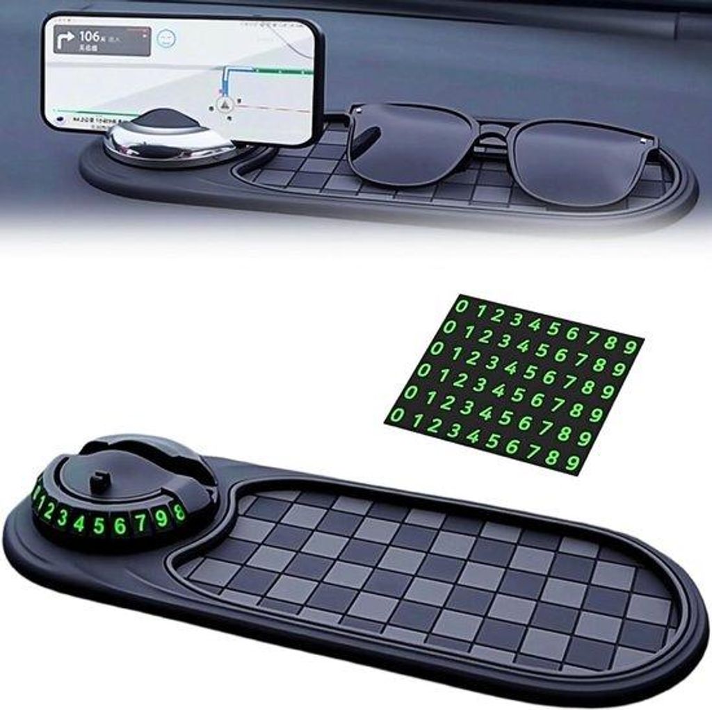 Silikon-Antislipmat für das Auto, multifunktionale Mobiltelefonhalterung, 360° drehbar, silikon, für das Auto- Dashboard mit Parkierungsnummer-D...
