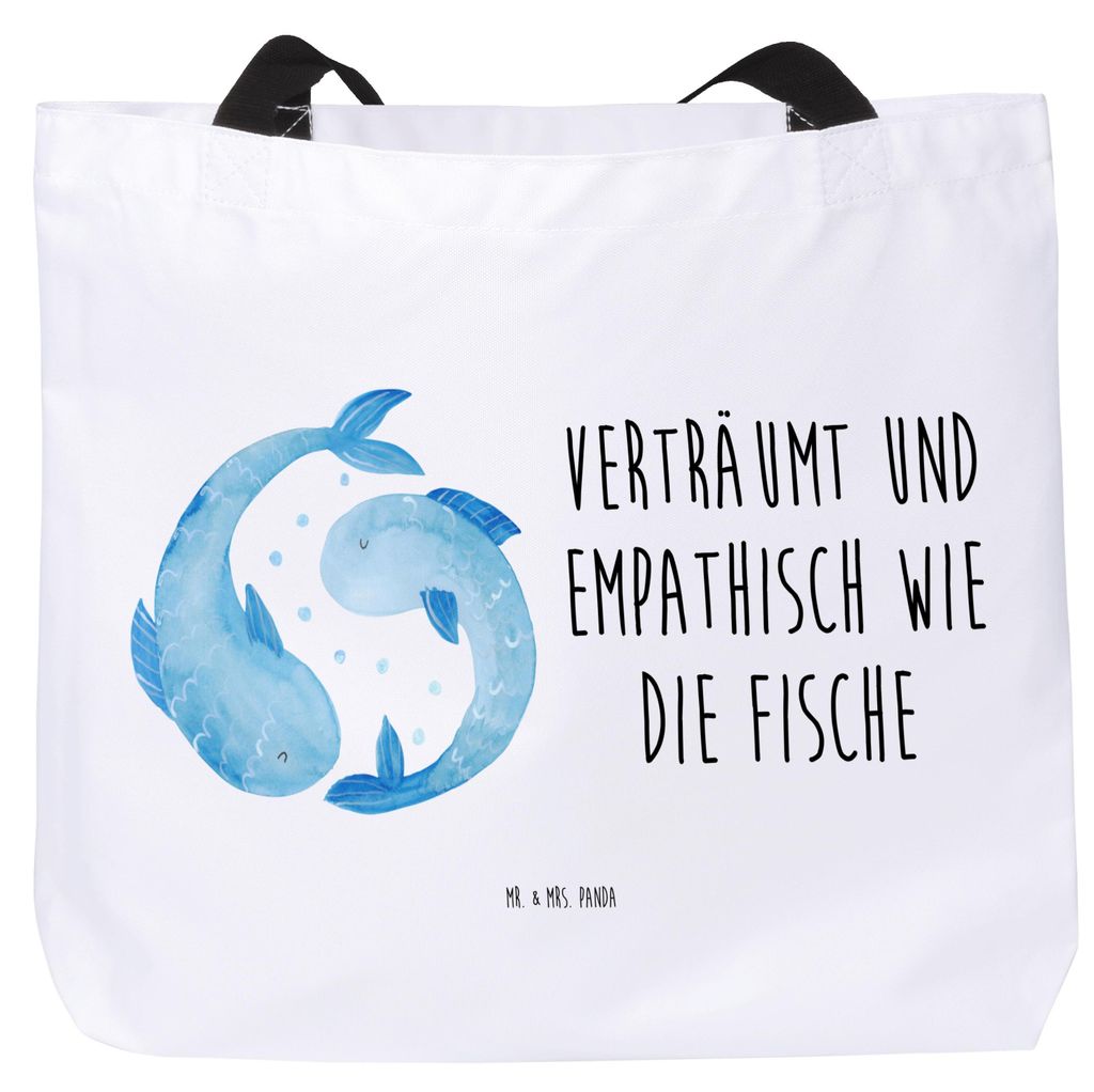 Mr. & Mrs. Panda Schultasche Sternzeichen Fische - Weiß - Geschenk, Sternbild, Tote Bag, Fisch, Reisetasche, Geburtstag März, Beutel, Tasche, Feb...