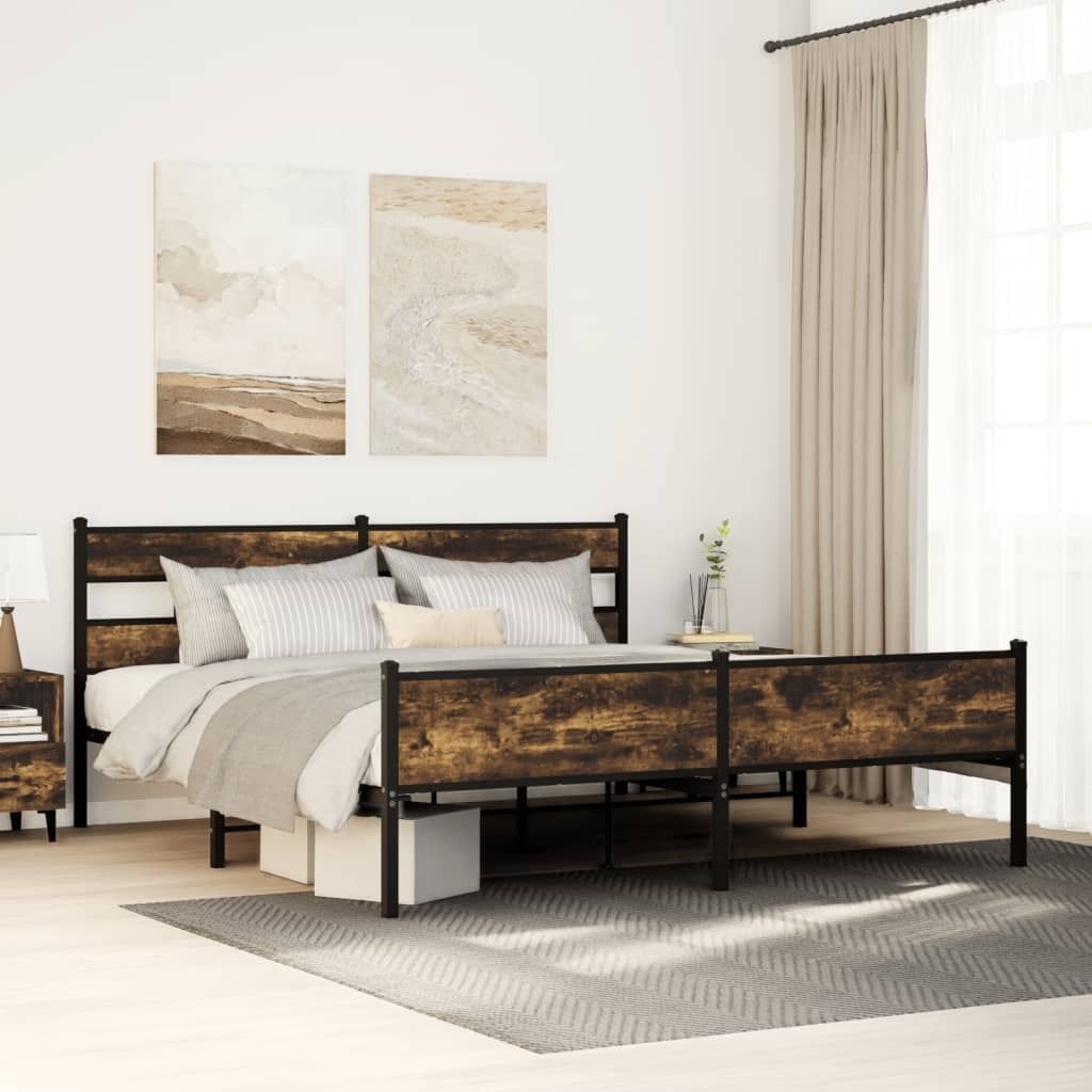 "2026 Promotion" Metallbett ohne Matratze - Räuchereiche - 180x200 cm - Polsterbett CC16646