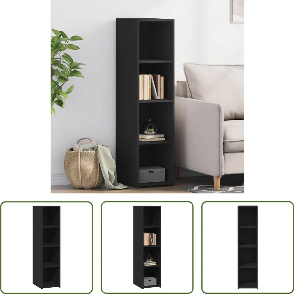 Credenza Nera 30x41x124 cm | Mobiletto Salvaspazio in Legno Design