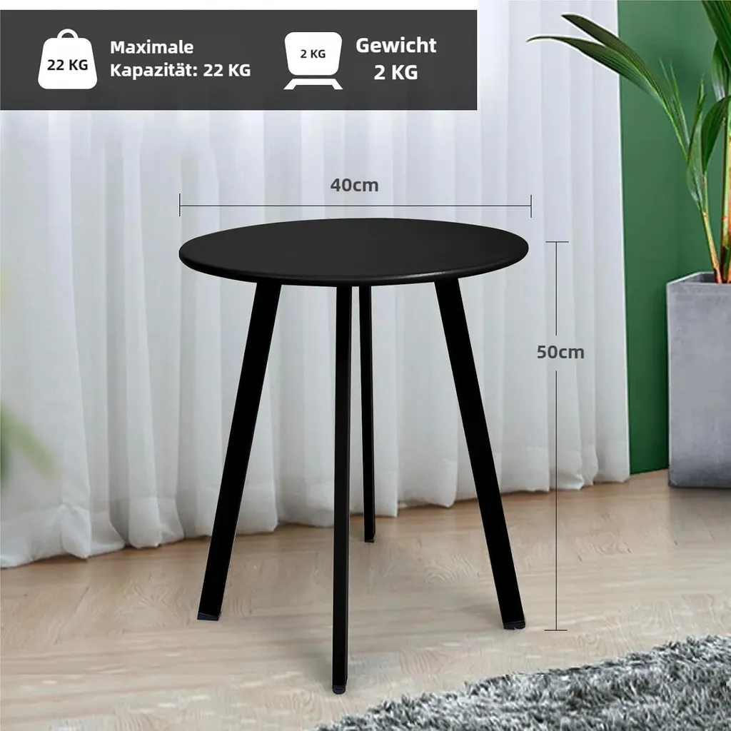 Petite Table Métal Noir Imperméable et Résistante pour le Jardin - 3