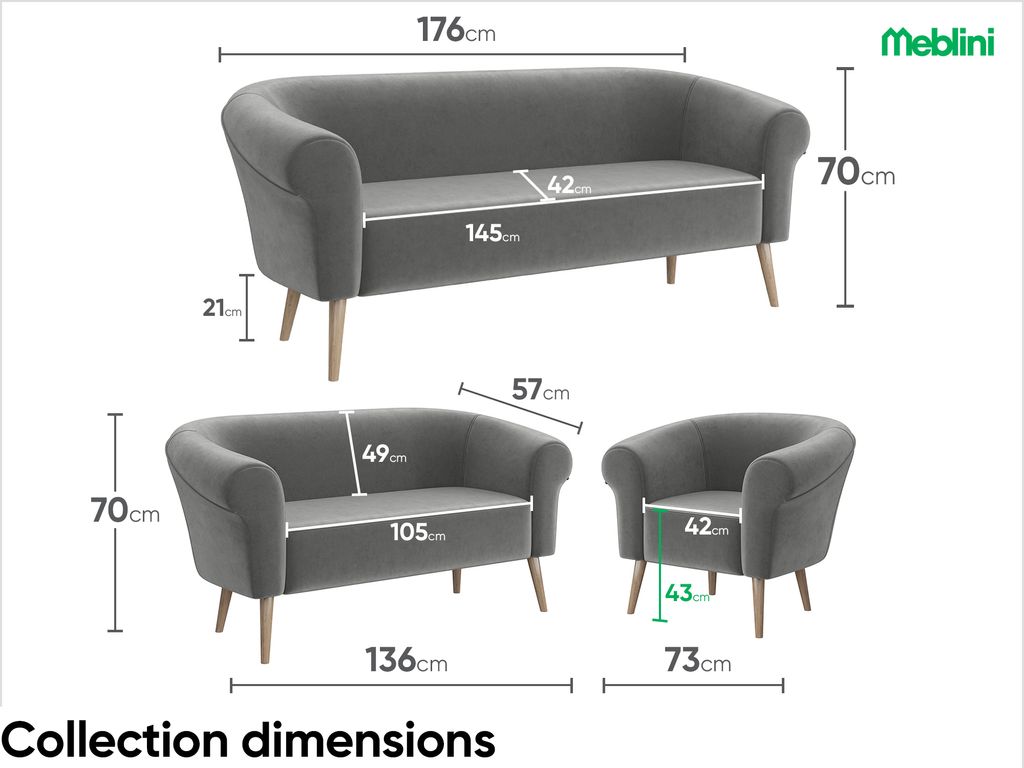 MEBLINI Mini Sofa 2-Sitzer für Wohnzimmer - Mini Lounge für Produktbild 7
