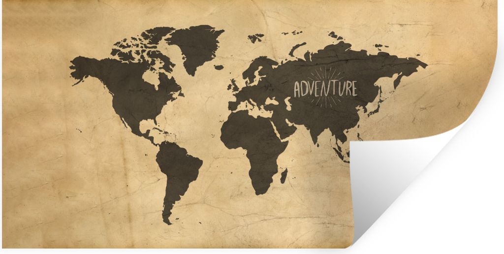 MuchoWow Wandtattoo Wandsticker Wandaufkleber Weltkarte - Zitat - Grau 80x40 cm Selbstklebend und Repositionierbar - Aufkleber