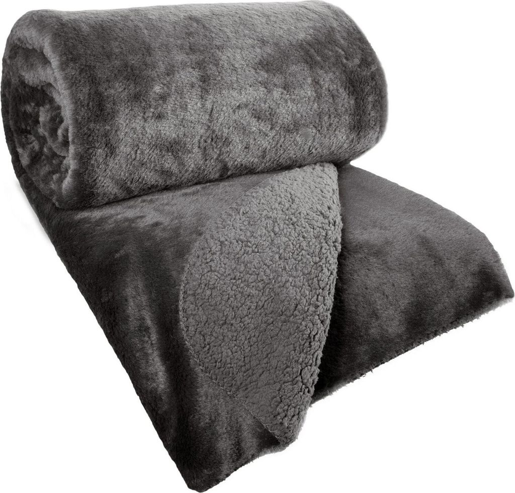 EUROFIRANY | Tagesdecke - Bettüberwurf - Sofaüberwurf - 170 x 210 cm - dunkelgrau - Bettdecke - Steppdecke - gemütlich und fluffig