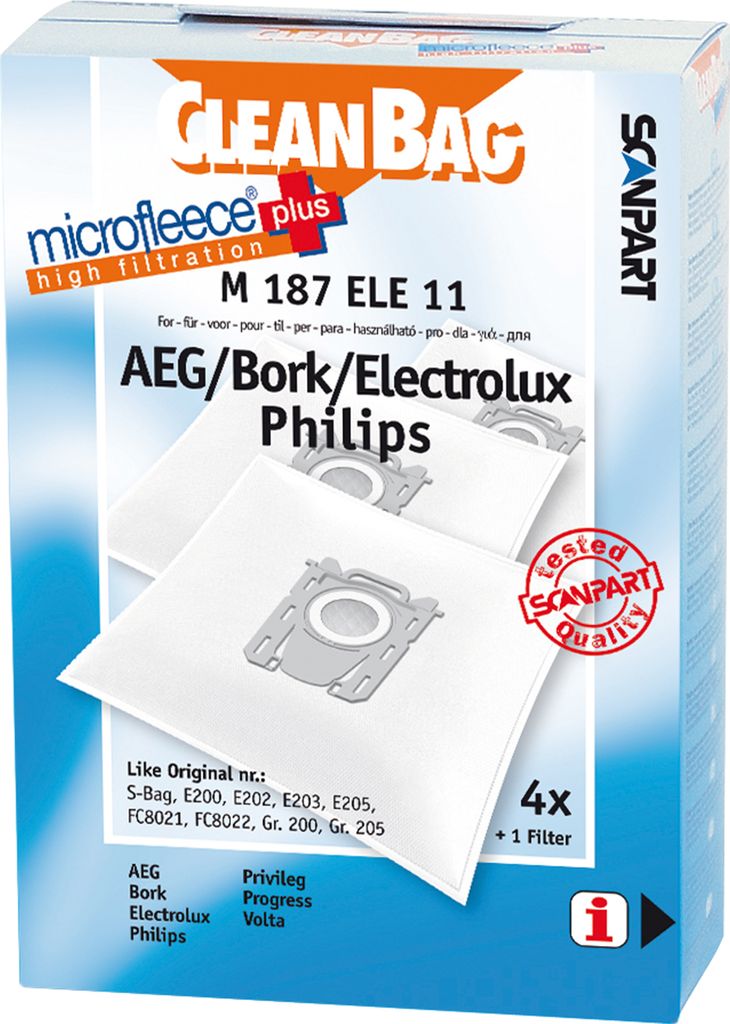 CLEANBAG Microfleece+ Staubbeutel S-Bag Electrolux/Philips 4+1