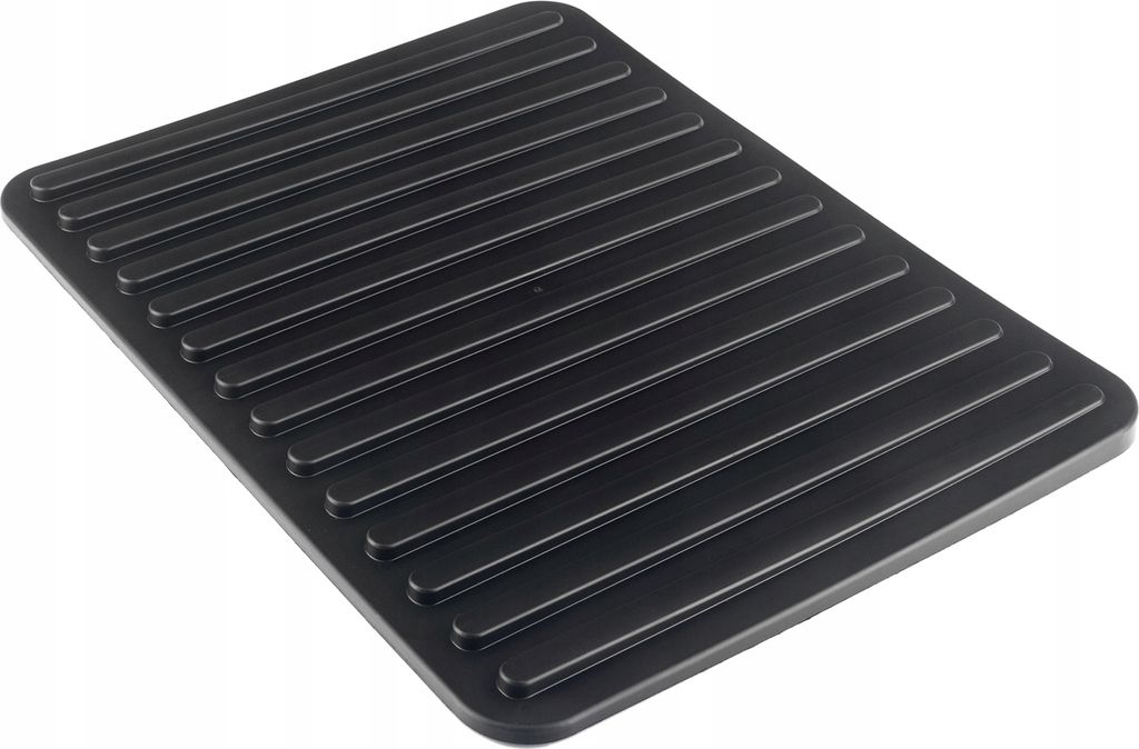 KADAX Abtropfmatte für Geschirr, Flache Trocknungsmatte mit Drainage 40x30 cm (schwarz)