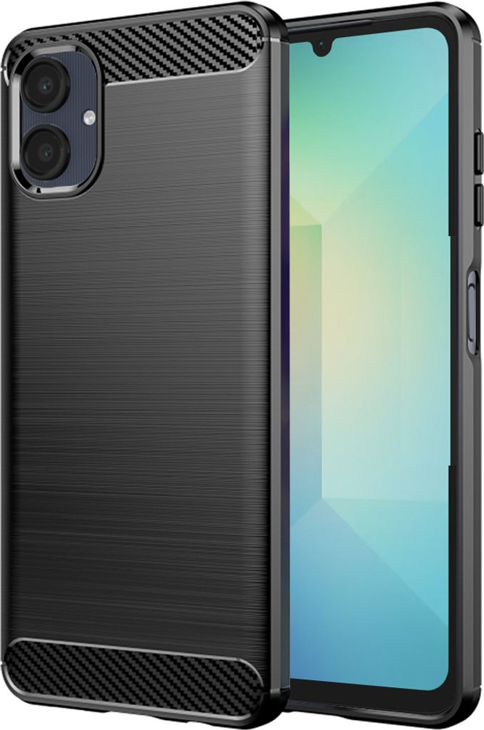 Techsuit Carbon Silicone Back Cover Hülle für Samsung Galaxy A06 - Schwarz