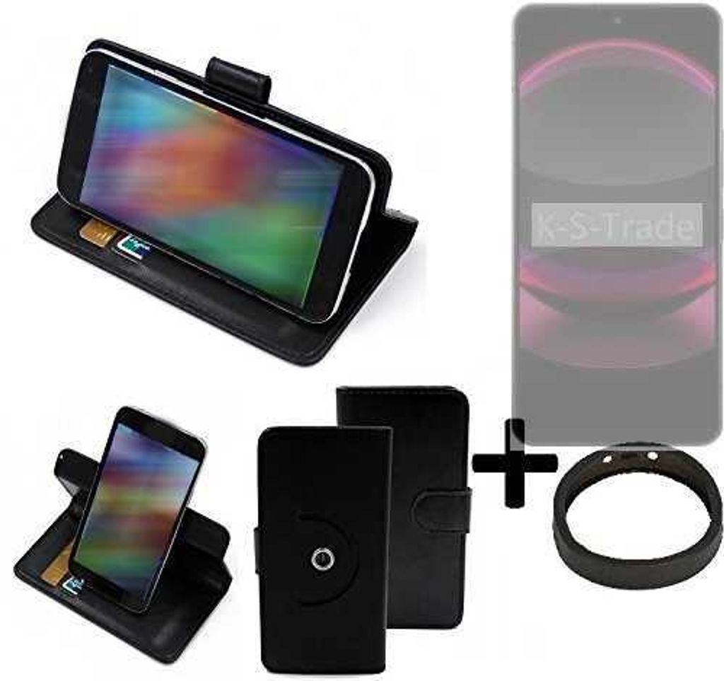 K-S-Trade Case Schutz Hülle kompatibel mit Sharp Aquos R8s Pro + Bumper Handy Hülle Flipcase Smartphone Cover Handy Schutz Tasche Walletcase schwarz