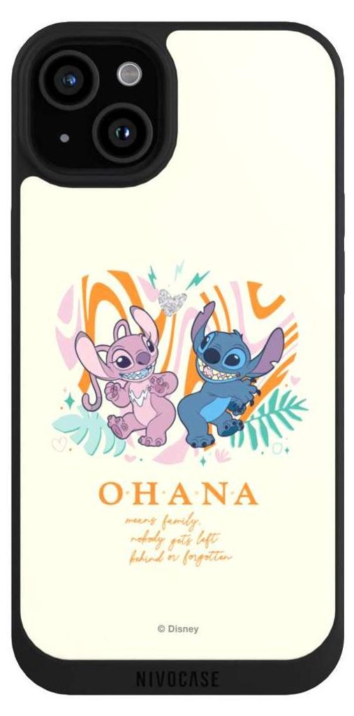 NIVOCASE Handyhülle für Apple iPhone 15 Plus Hülle NIVOpure Case Schwarz Disney Offizielles Lizenzprodukt Lilo & Stitch