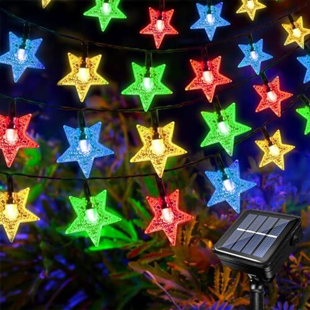 12 m 100 LED Solar Star Fairy Lights Outdoor Garden 8 Modi wasserdichte Stars Balkon Weihnachtsfestdekoration