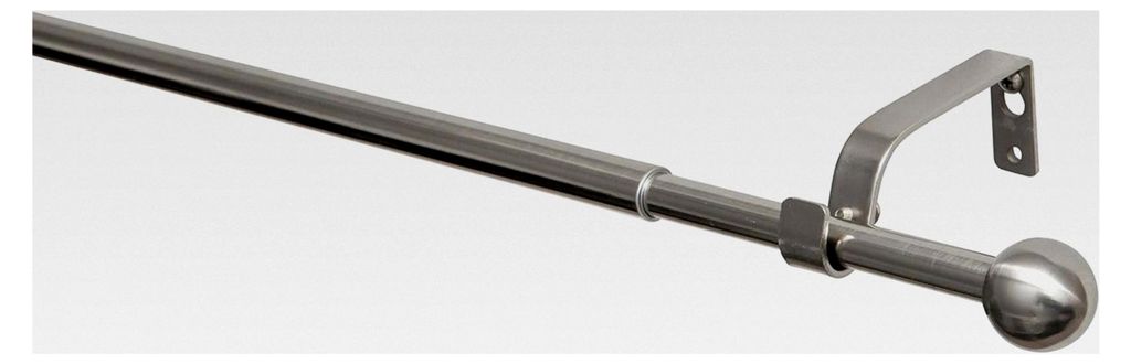 Ausziehbare Gardinenstange 180-300cm | Ø 16/13mm | Edelstahl-Optik | ohne Ringe