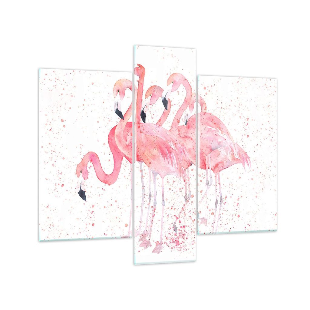 Bilder auf glas - Flamingo Vogel Wasser - 95x80cm - Glasbilder - Wandbilder - Kunstdruck - zum Aufhängen bereit - Wanddekoration aus Glas - Glas B...