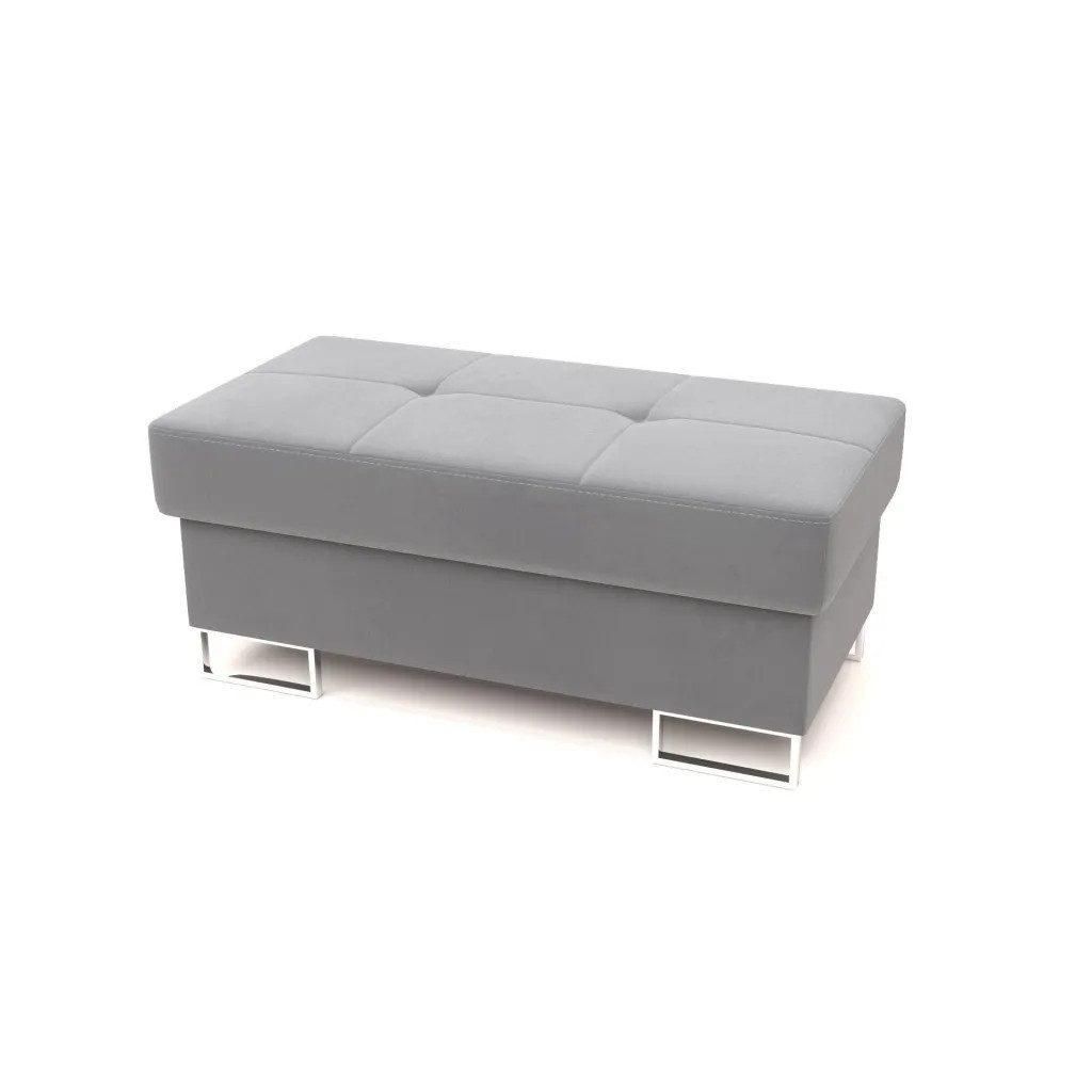 NEXT COLLECTION Hocker WILD (Weiches und angenehmes Veloursgewebe), Hohe Metallfüße, Lagerbehälter, Hellgrau