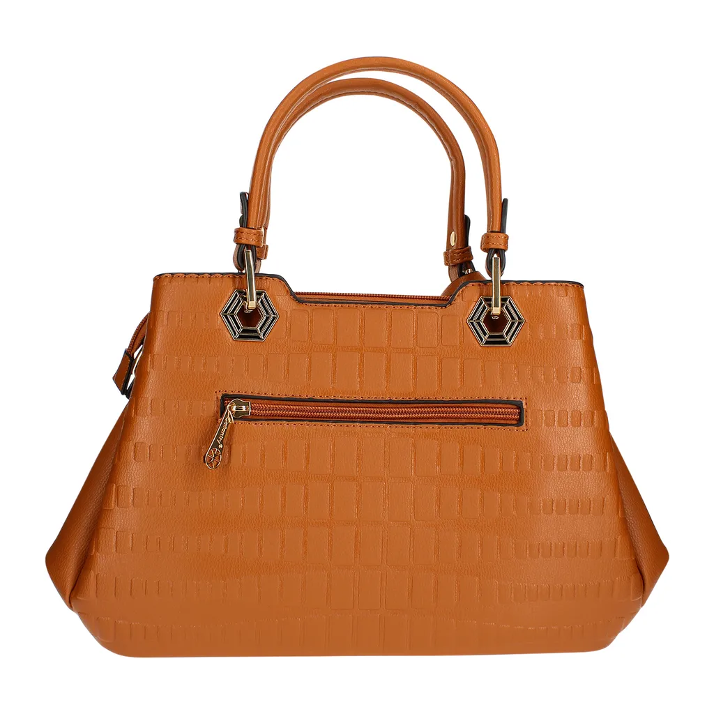 Grand sac à main marron Gallantry aspect géométrique et rigide chic - 3