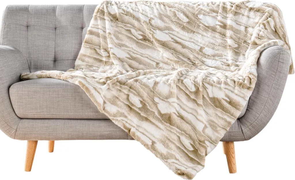 Plaid Cheyenne ultra doux effet poils et revers sherpa isolant gris