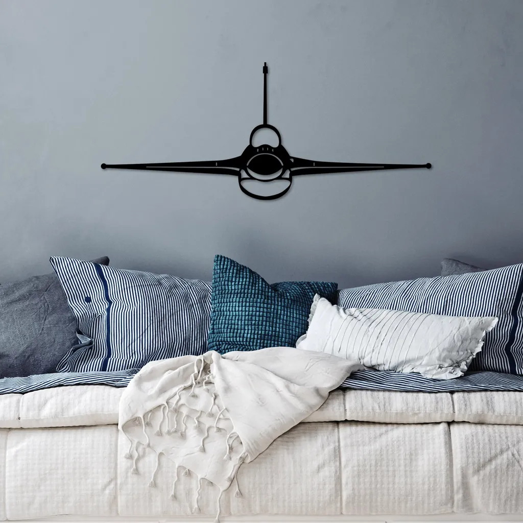 Decorazione da Parete F-16 Wallity Metallo Nero Design Moderno - 3