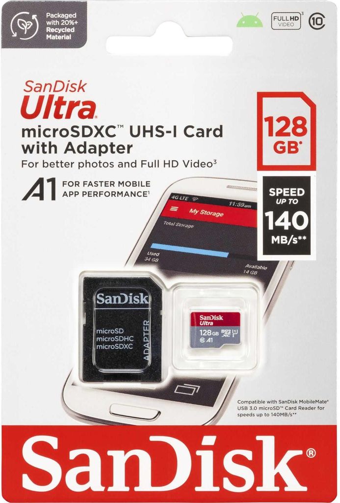 SanDisk Ultra 128 GB microSDXC, Speicherkarte, (UHS-I U1, Produktbild 