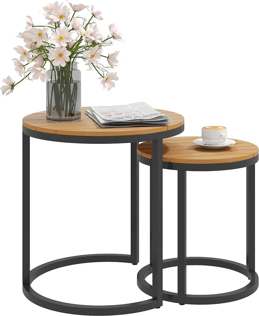 Table de Jardin Stable pour Sols Irréguliers - Set 2 Pièces Acacia