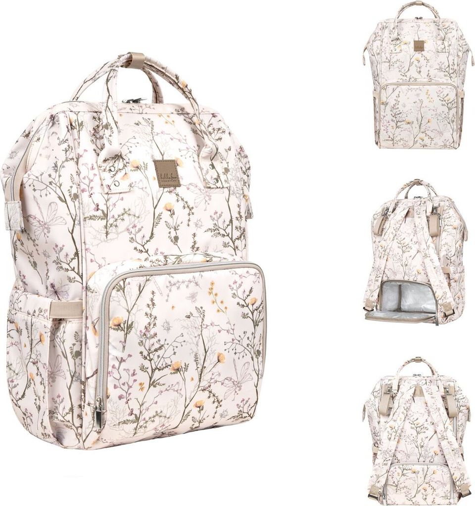 Kikkaboo Wickeltasche Siena, Rucksack, Wickelunterlage, Grifflänge einstellbar beige weiß