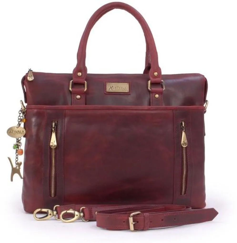 Sacoche en cuir rouge pour ordinateur 16 pouces et documents format A4