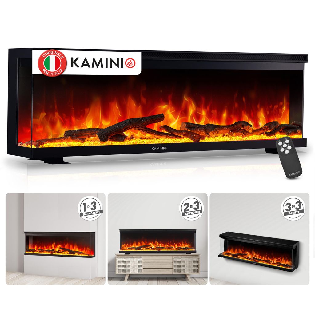 Camino elettrico KAMINIO LEA - Camino elettrico 3 in 1 con Immagine del prodotto  Immagine generata dall'IA