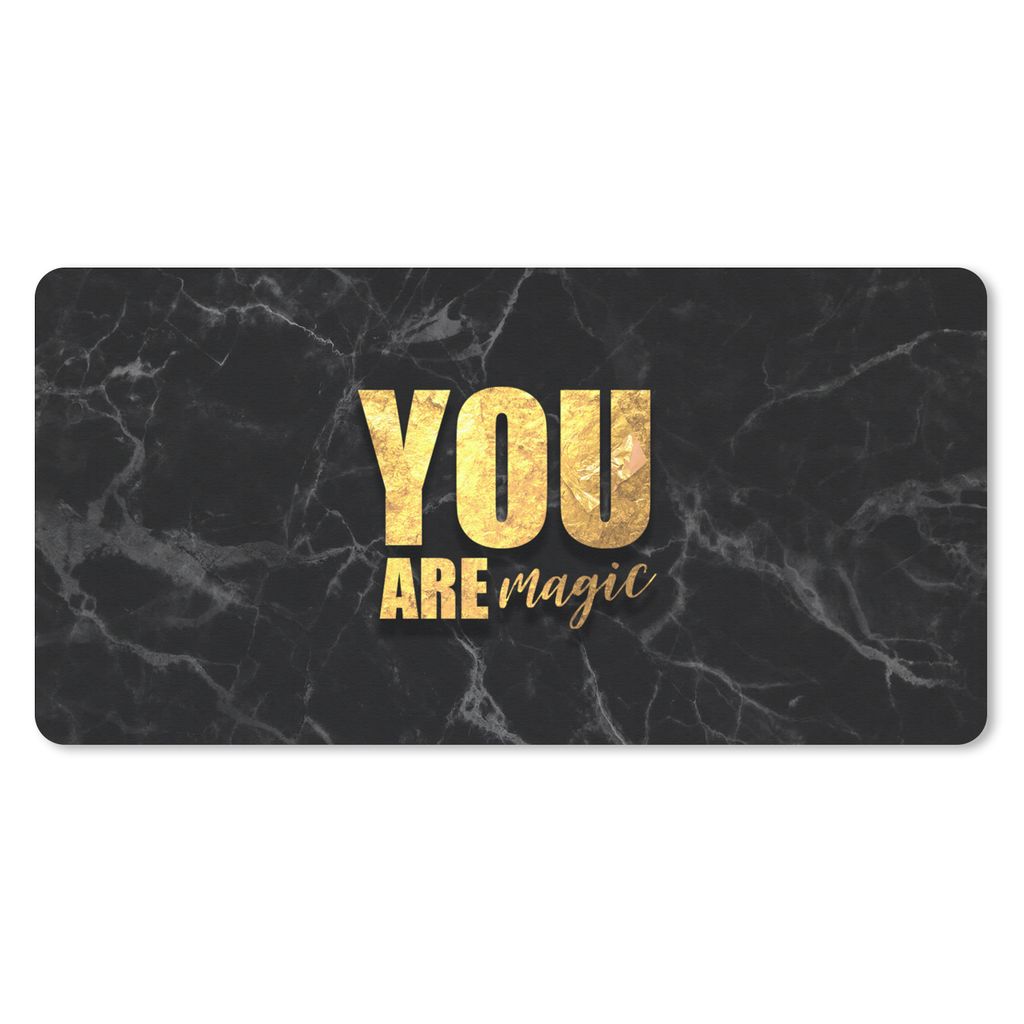 MuchoWow Mauspad Mousepad Zitate - Magie - Gold - Marmor 60x30 cm - Mousepads - Maus Mat - Pad - Mausunterlage - Nachhaltig