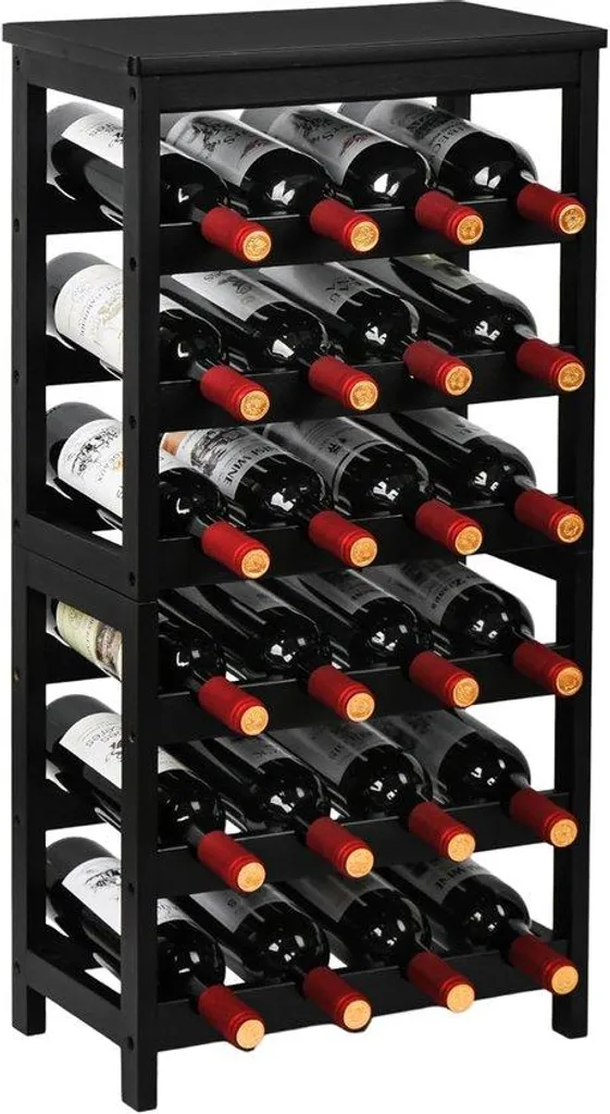 Casier à vin stable et compact en bambou noir pour 24 bouteilles