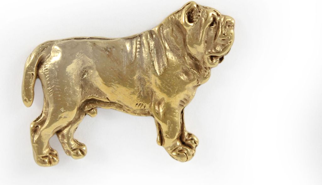 Mastino Napoletano, Neapolitanischer Mastiff I - Vergoldete Brosche, eleganter Hundeschmuck, einzigartige Brosche der Marke Art-Dog